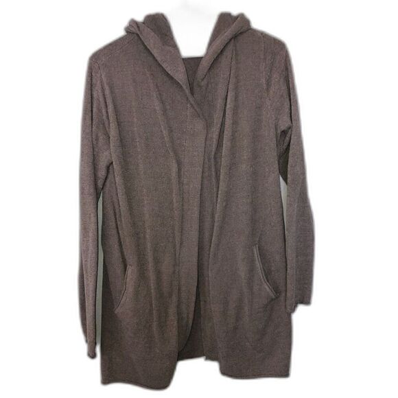 BAREFOOT DREAMS Women's Open Front Cardigan Hood Size Small Brown - Picture 12 of 12
